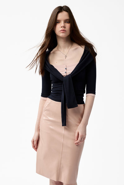 Henley Collar Faux Two-Piece T-shirt 4MU0151