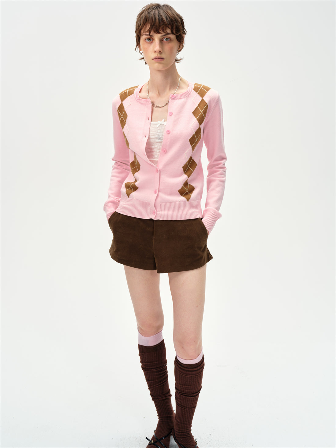 Diamond-shaped Knitted Cardigan CUR0256