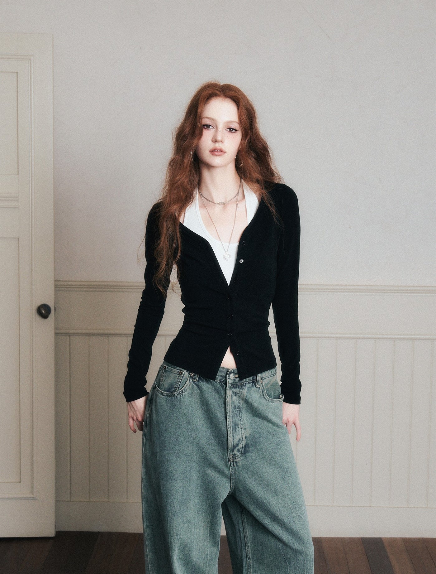 Halter Neck Layered Knitted Cardigan LUL0171