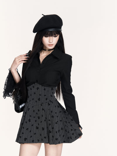 Striped Lace Long-sleeved Shirt VOC0454