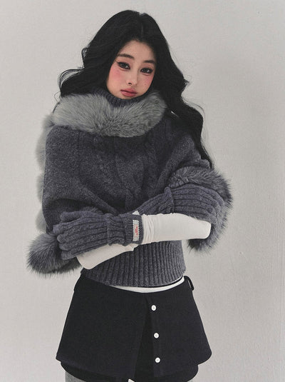 High-Neck Mohair Cable Sweater DIA0669