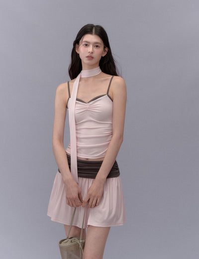 Contrast Color Camisole/Skirt LAL0200