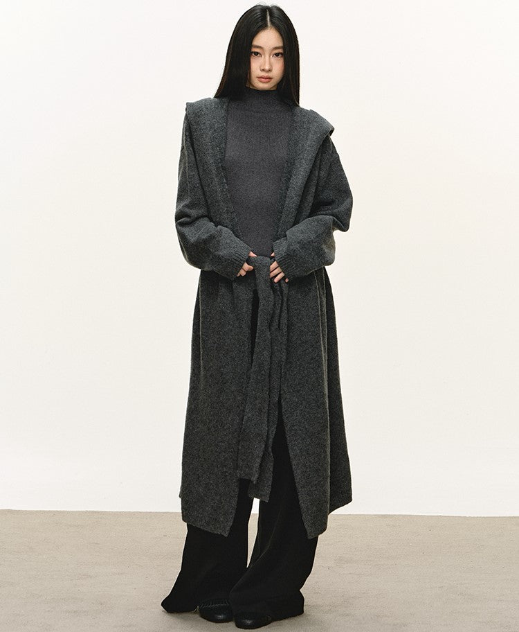 Relaxed Wool Hooded Long Cardigan ANA0093