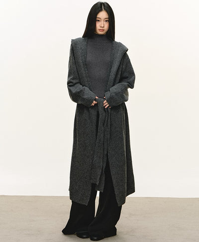 Relaxed Wool Hooded Long Cardigan ANA0093