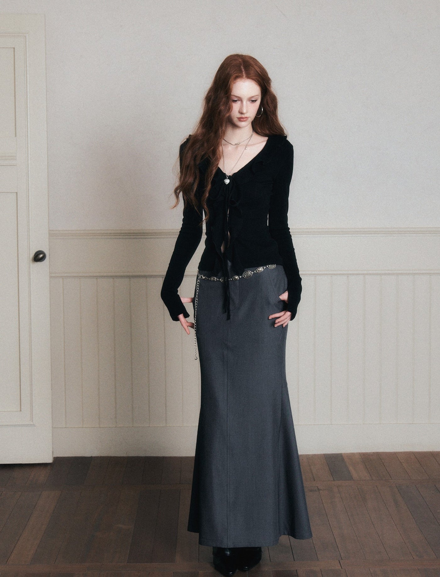Back Slit Long Fishtail Skirt LUL0178