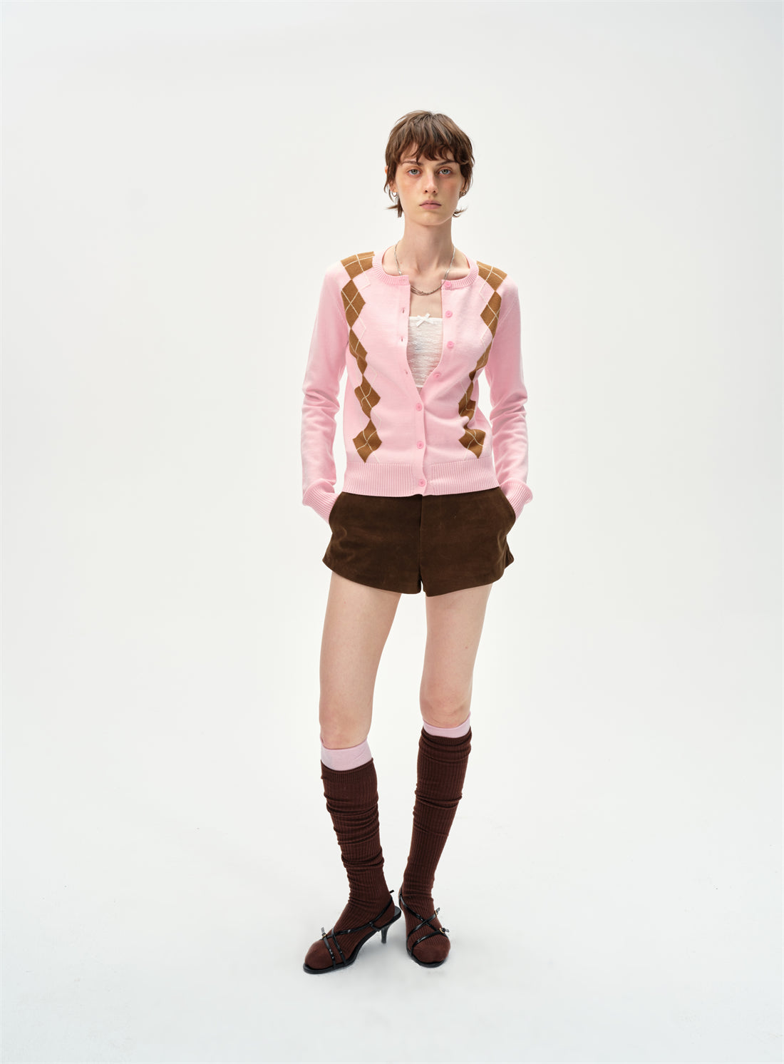 Diamond-shaped Knitted Cardigan CUR0256