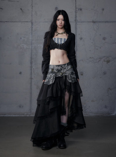 Punk Irregular Cake Long Skirt NOR0186
