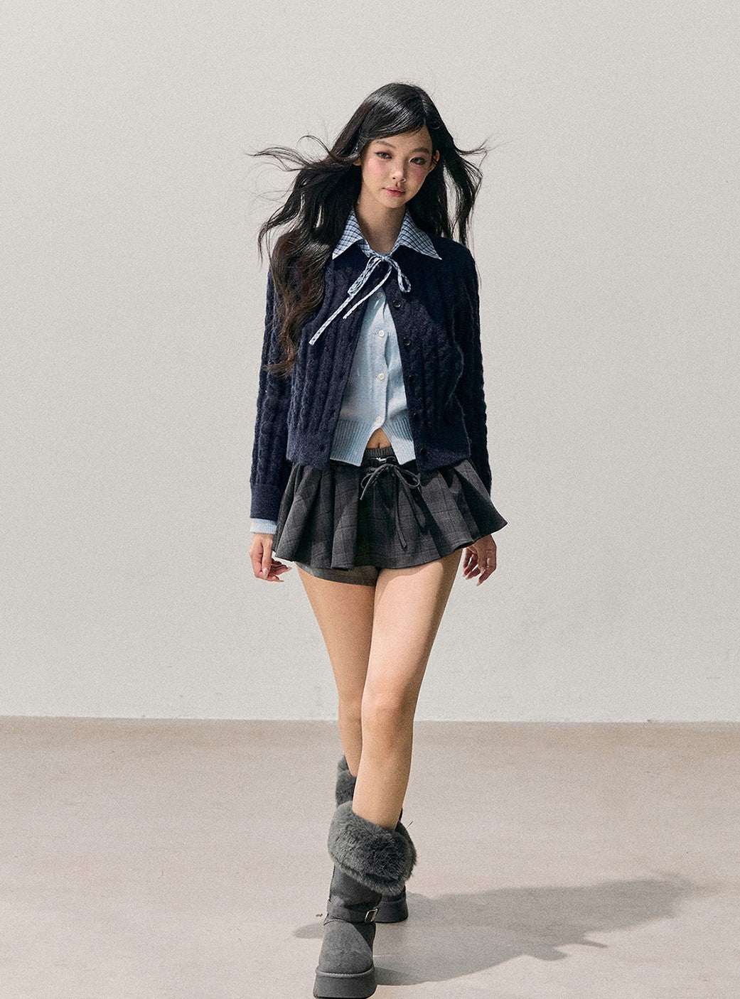 Plaid Shirt Collar Faux Two-Piece Sweater DIA0722