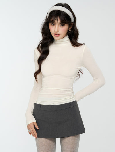 Turtleneck Rhinestone Cross Basic Top 4MU0175