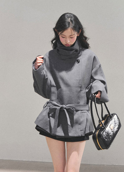 Hepburn Style High Neck Trench Coat DIA0730