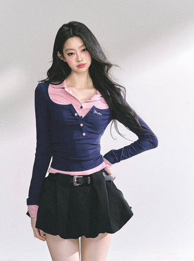 Fake Two-piece Long-sleeved T-shirt DIA0547