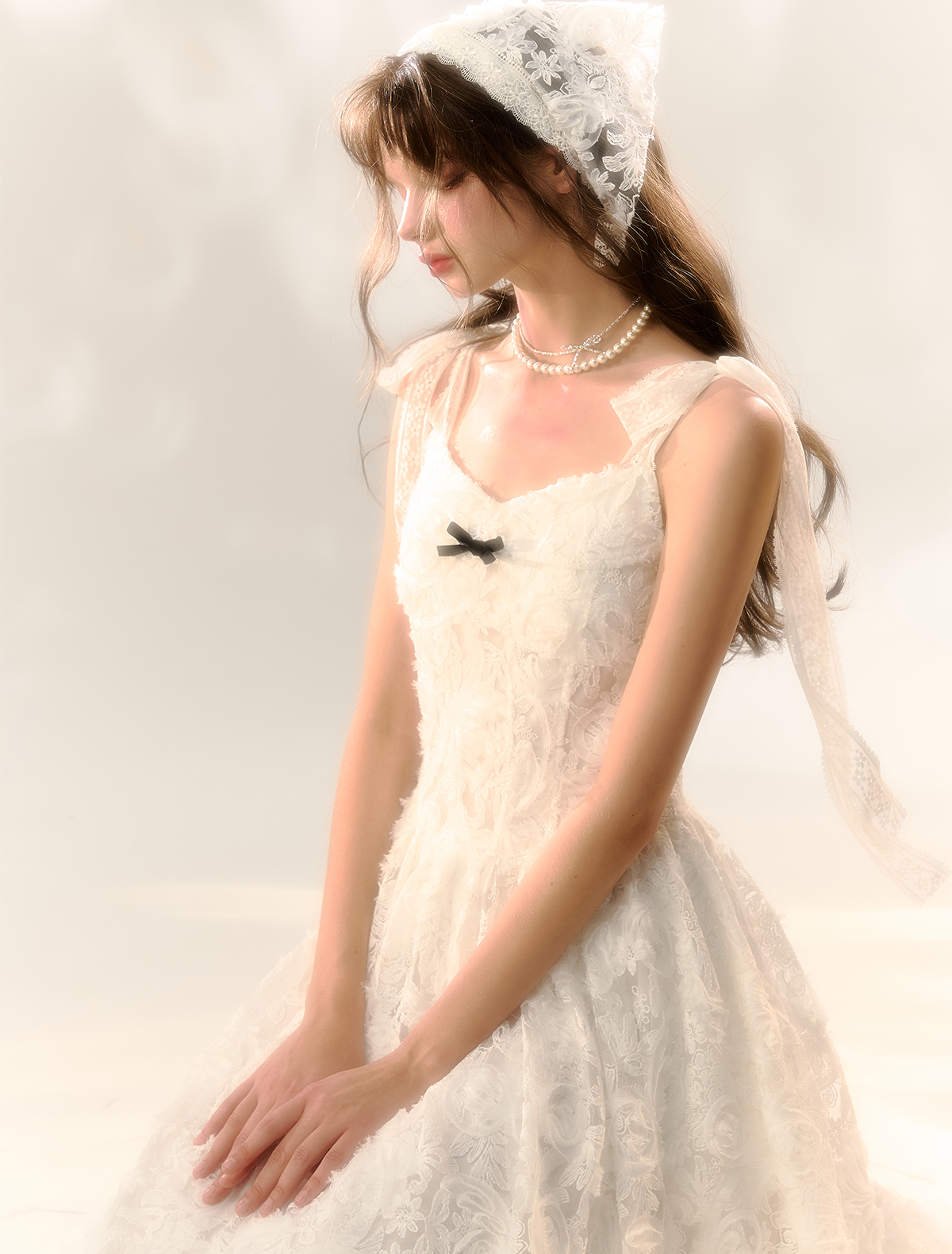 Angel Camisole Pleated Lace Dress SUN0062