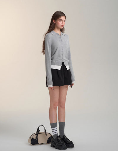 Contrast Color Bow Woolen Shorts SOM0120