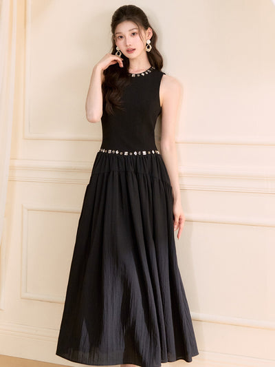 Beaded Sleeveless Long Dress OSH0126