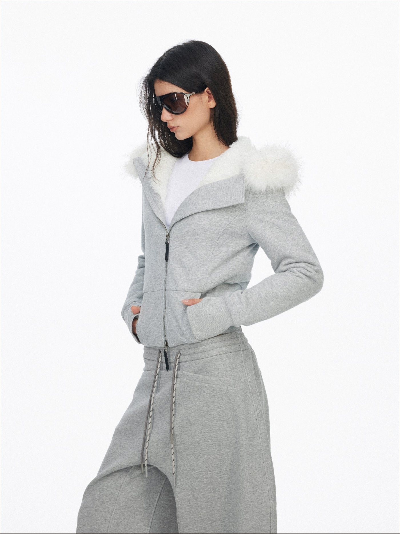 Fur Collar Hooded Sweatshirt Jacket SAL0201