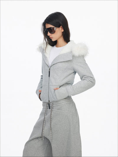 Fur Collar Hooded Sweatshirt Jacket SAL0201