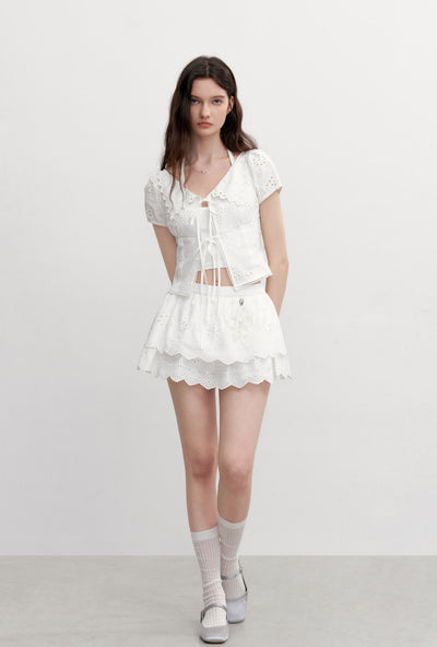 Flower Embroidered Lace Skirt/Shirt AYF0101