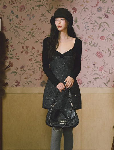 Square Neck Thick Sophisticated Dress LAL0233