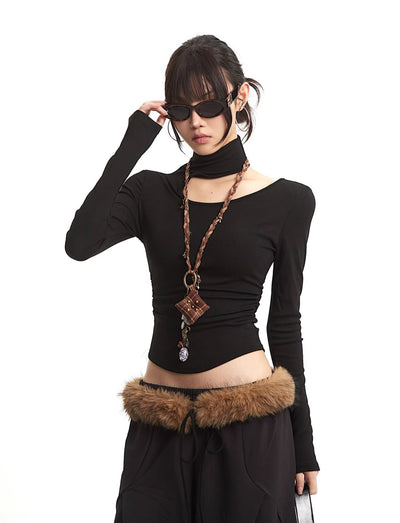 Slim Irregular Cut Long Sleeves T-Shirt UNC0311