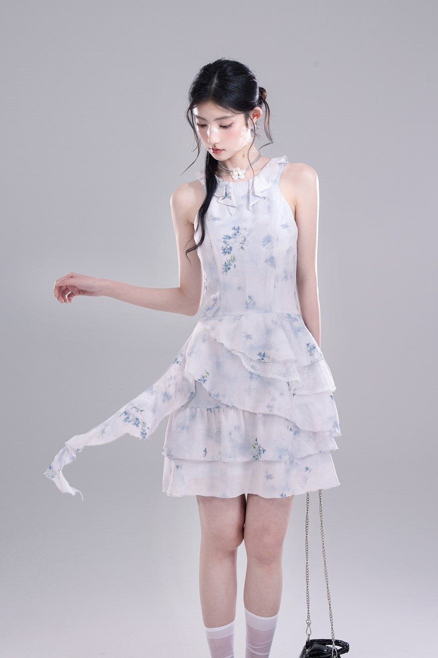 Layered Floral Irregular Dress COT0279