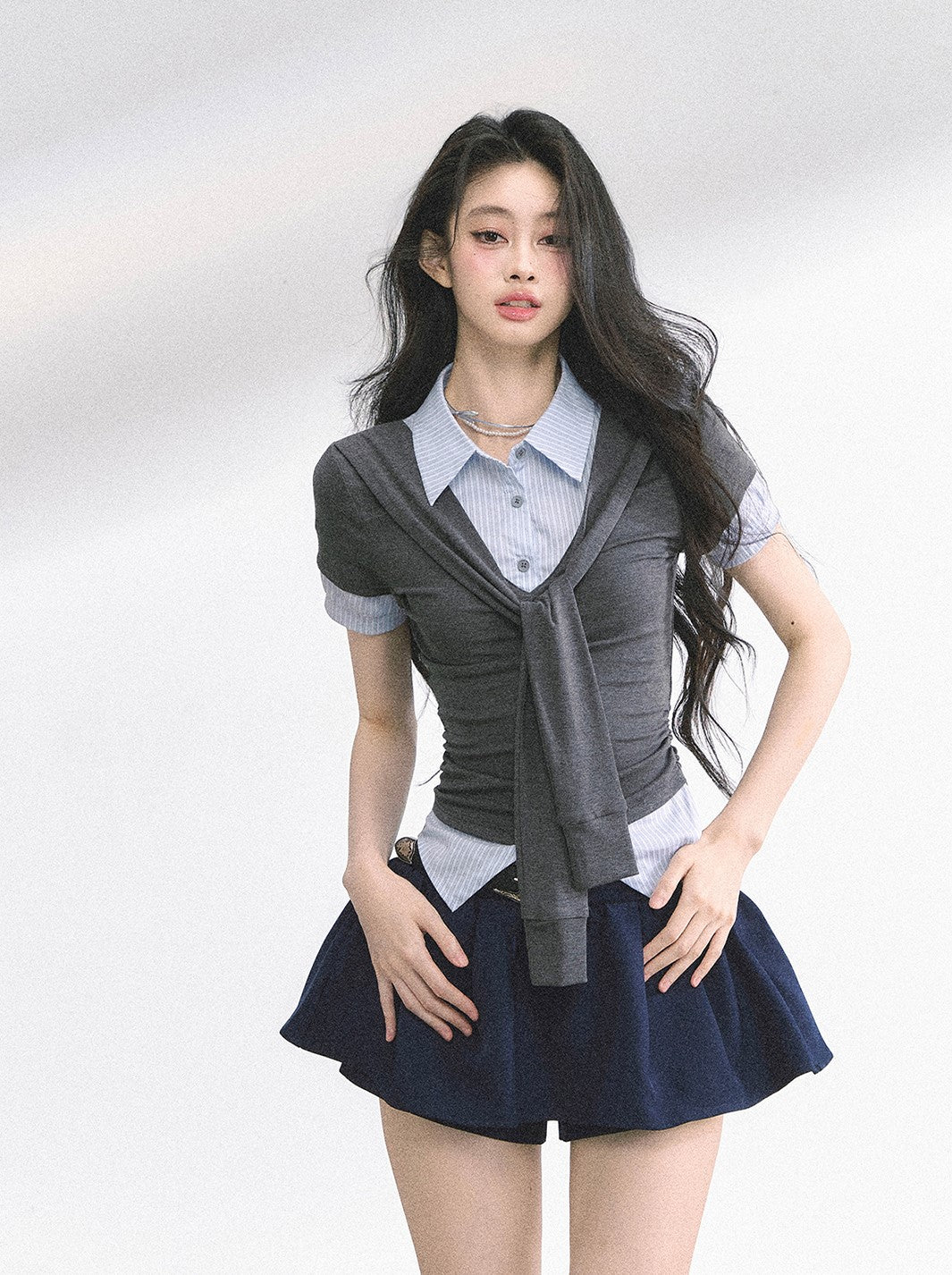 Straight Shoulder Short-sleeved T-shirt DIA0483