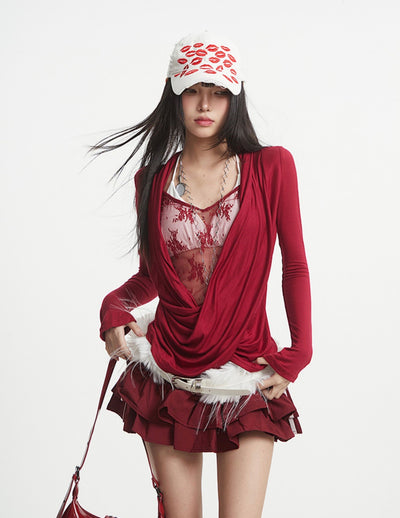Lace Collar See-through Mesh Top UNC0256