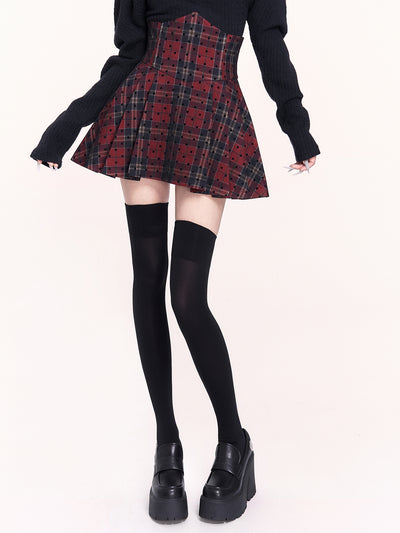 Plaid High Waisted Fishbone Pleated Skirt VOC0480