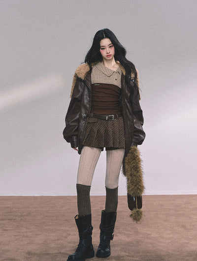 Fake Two-piece Knitted Plaid Shirt DIA0618