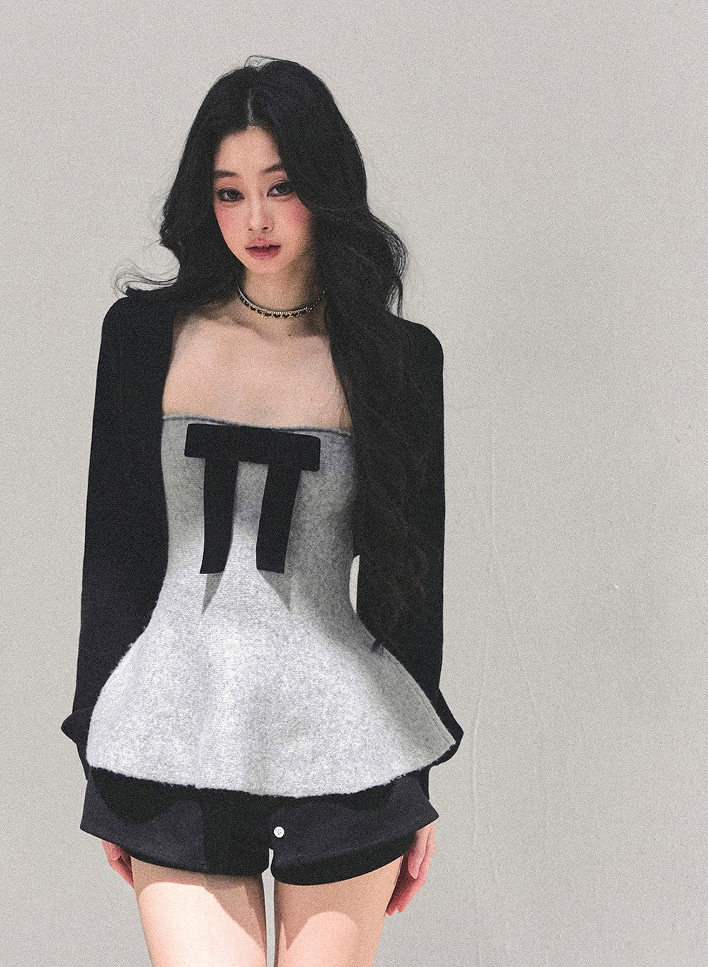 Short Cardigan/Waist Slim Bow Vest DIA0732