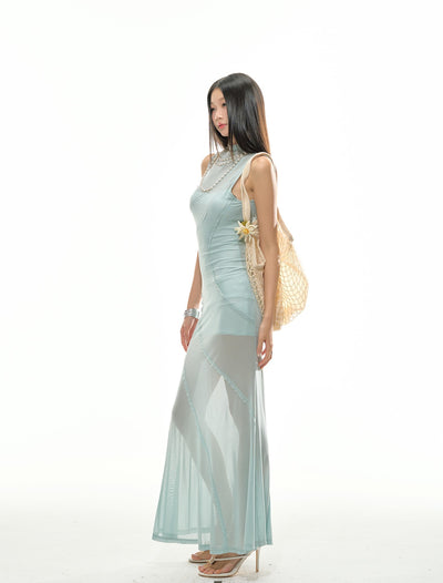 Mesh Shaping Long Dress 4MU0107