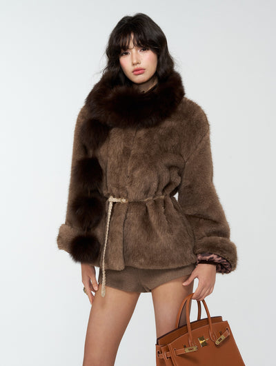 Pom-pom Puff Fur Scarf 4MU0172