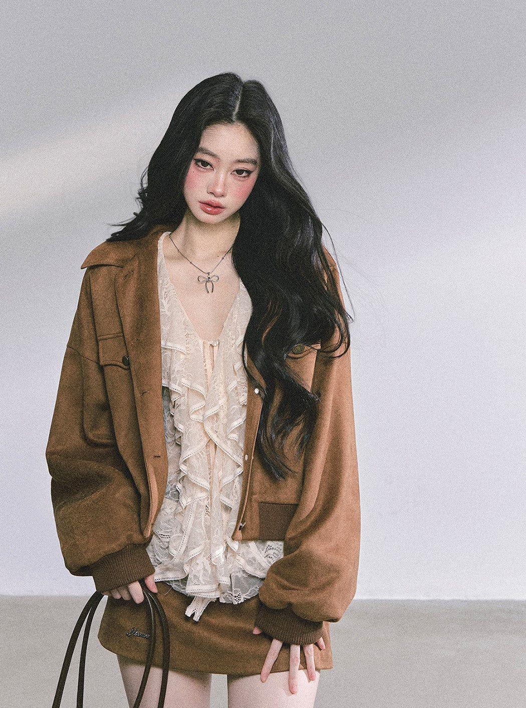Brown Jacket/Skirt/Hepburn Style Shirt DIA0582