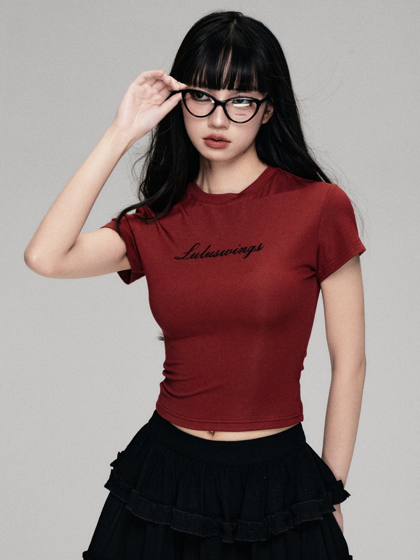 Logo Letter Print Round Neck Short-sleeved T-shirt LUL0066