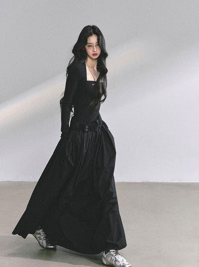 Slim Pleated Long Dress DIA0558