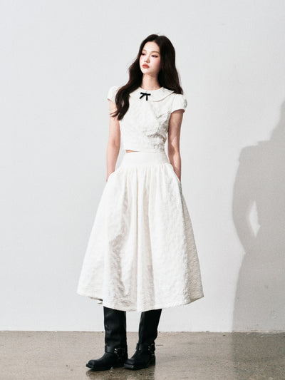 Jacquard Doll Collar Top/A-line Skirt LUL0137