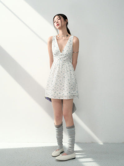 Bow Tie V-neck Midi Dress LAL0188