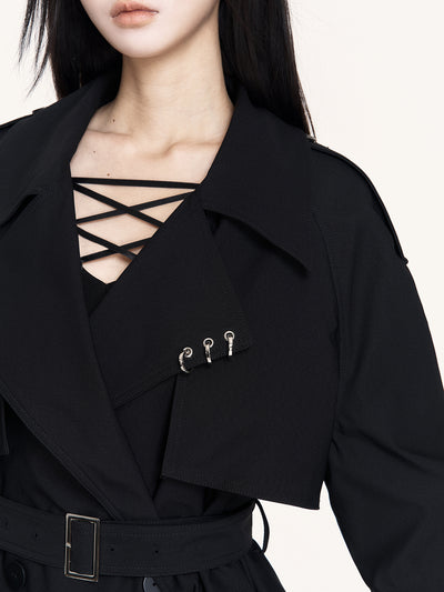 Classic Lapel Short Belt Coat VOC0452