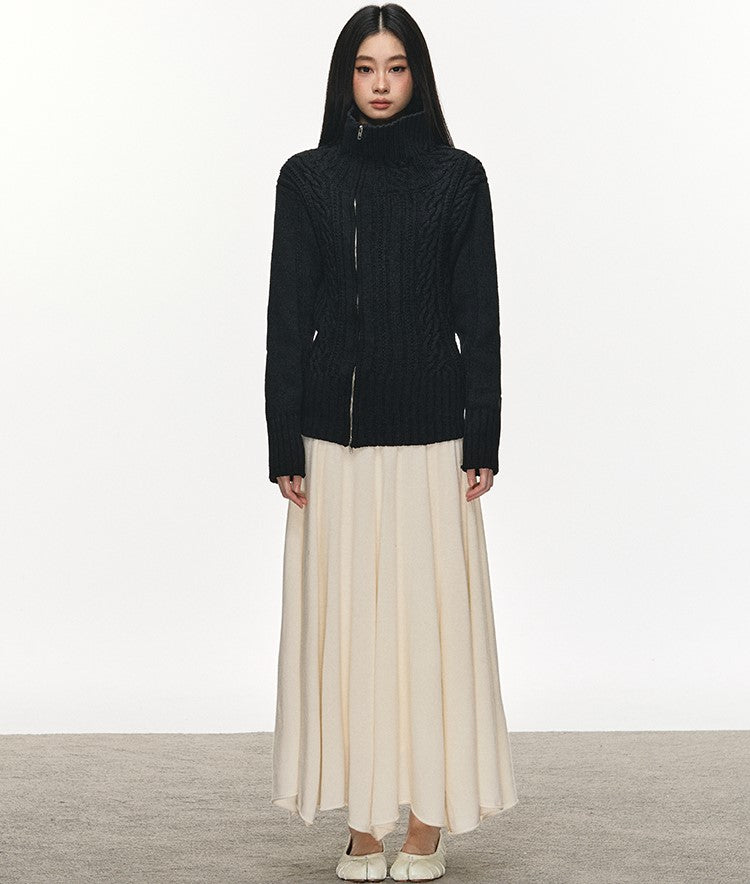 Soft Wool Pleated Midi Skirt ANA0113