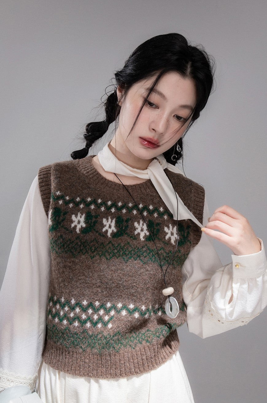 Chestnut Brown Knitted Vest COT0355