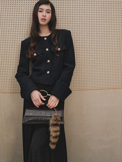 French Style Tweed Round Neck Short Jacket LAL0251