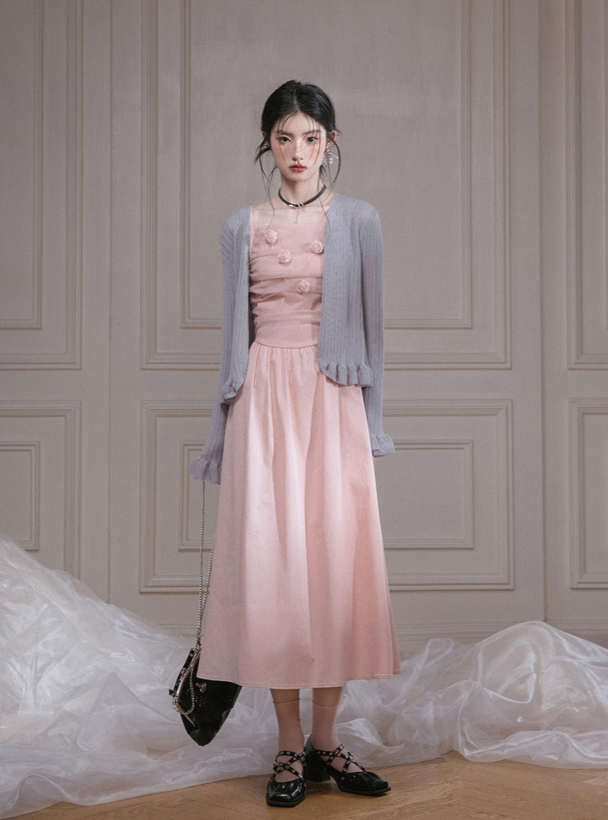 Sunlight Rose Tulle Sling Dress COT0261