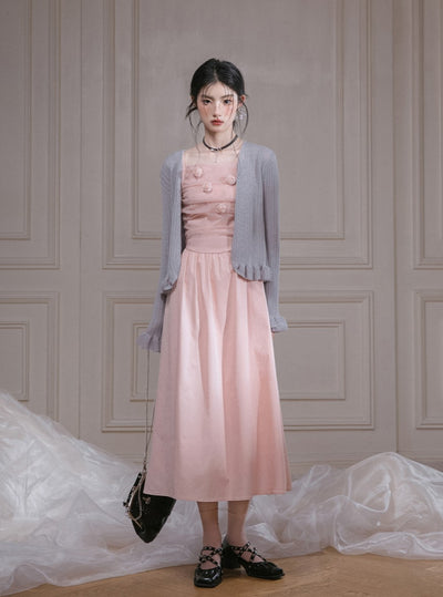 Sunlight Rose Tulle Sling Dress COT0261
