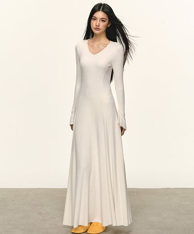 Slimming Waist Long Sleeves Knitted Dress ANA0090