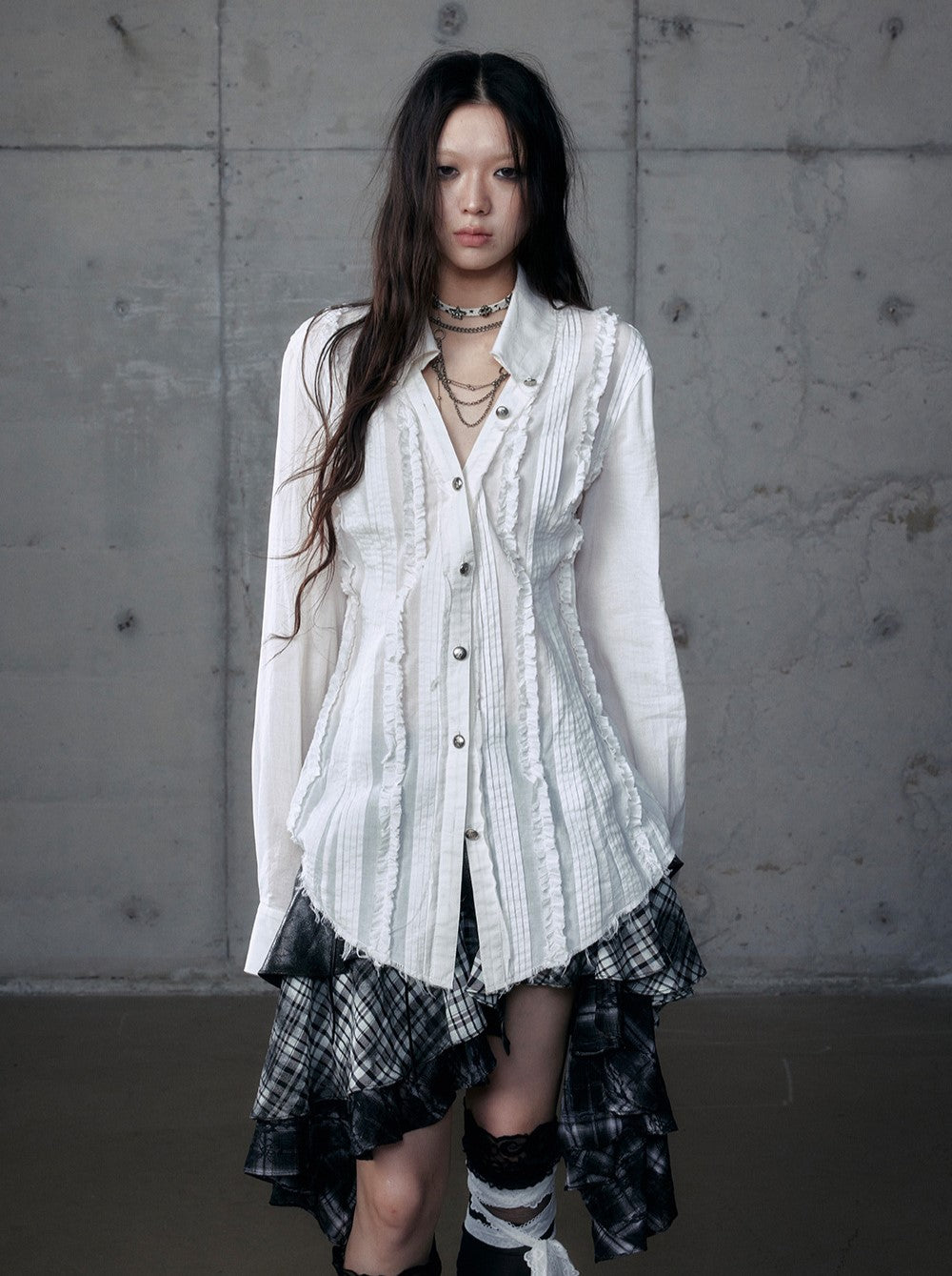 Lace V-neck Long/Short Sleeve Shirt NOR0185