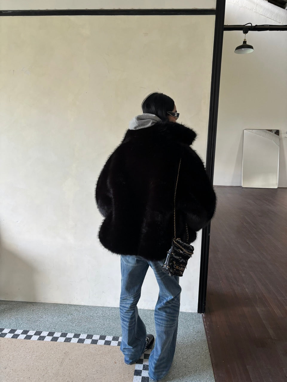 Leather Buckle Eco-Friendly Fur Coat AOA0021