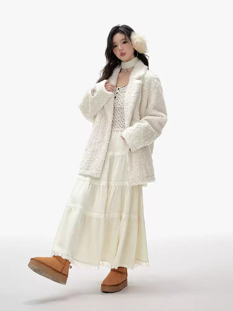 Retro Loose Furry Imitation Lamb Wool Warm Short Coat IMO0085