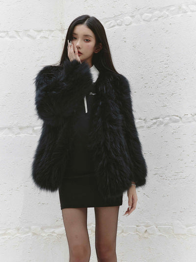 Black Swan's Noble Plush Fur Jacket FRA0245