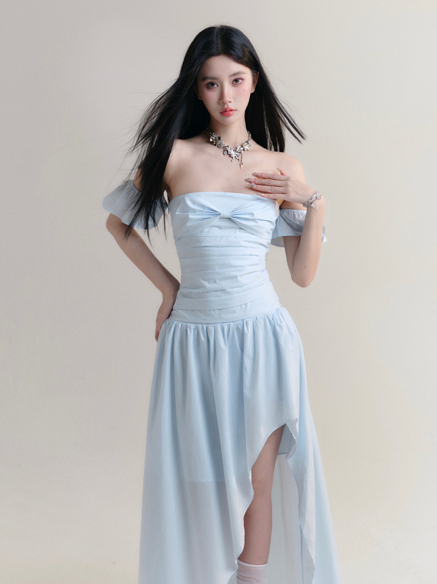 Cinderella Atmosphere One-shoulder Long Seaside Dress FRA0182