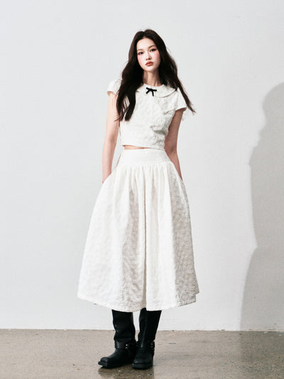Jacquard Doll Collar Top/A-line Skirt LUL0137