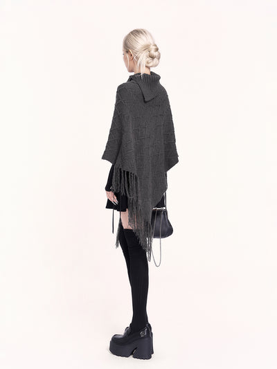 High-neck Asymmetrical Shawl Sweater VOC0483